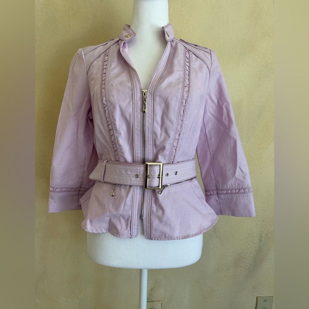 NWT White House Black Market Elegant Lavender Belted Jacket - Picture 2 of 16